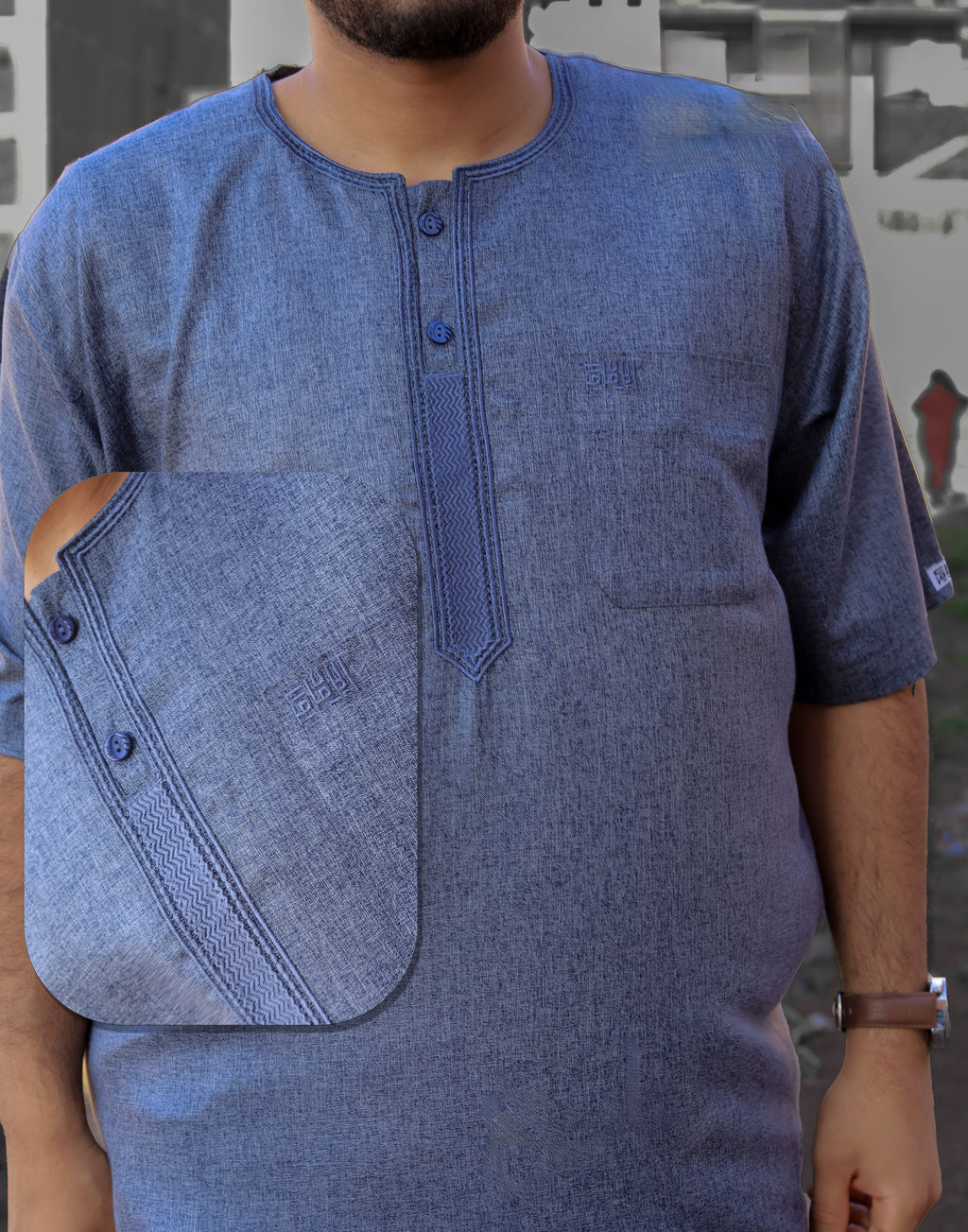 ثوب الإمام كتان مطرز