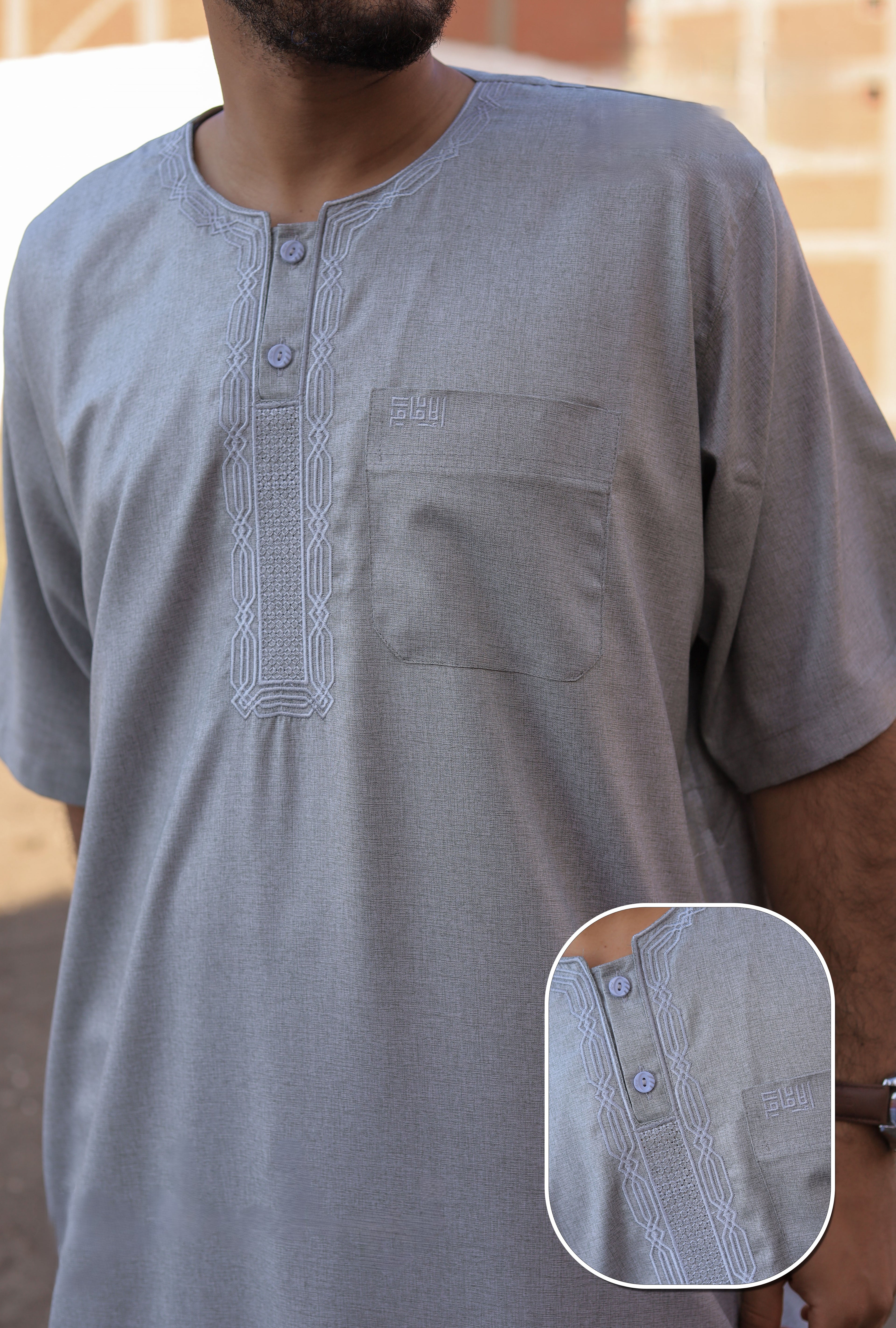 ثوب الإمام كتان مطرز